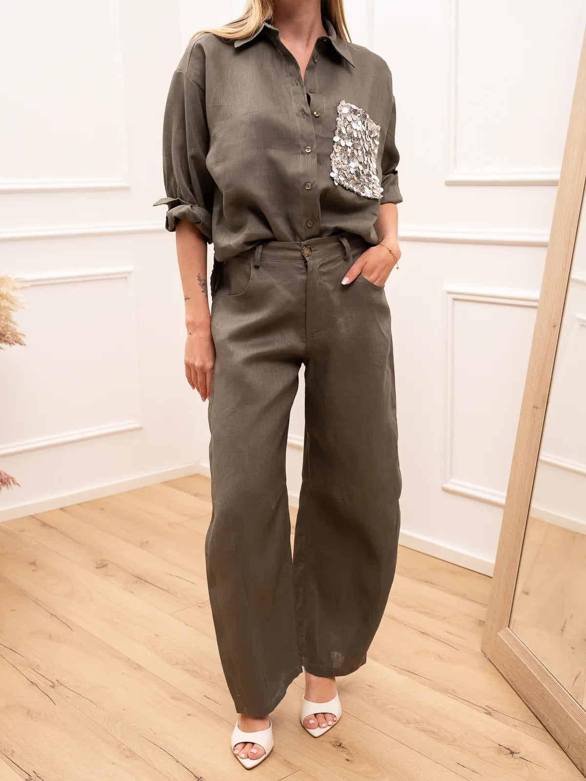 Valentina - Pantalones Dreamer de estilo militar de lino