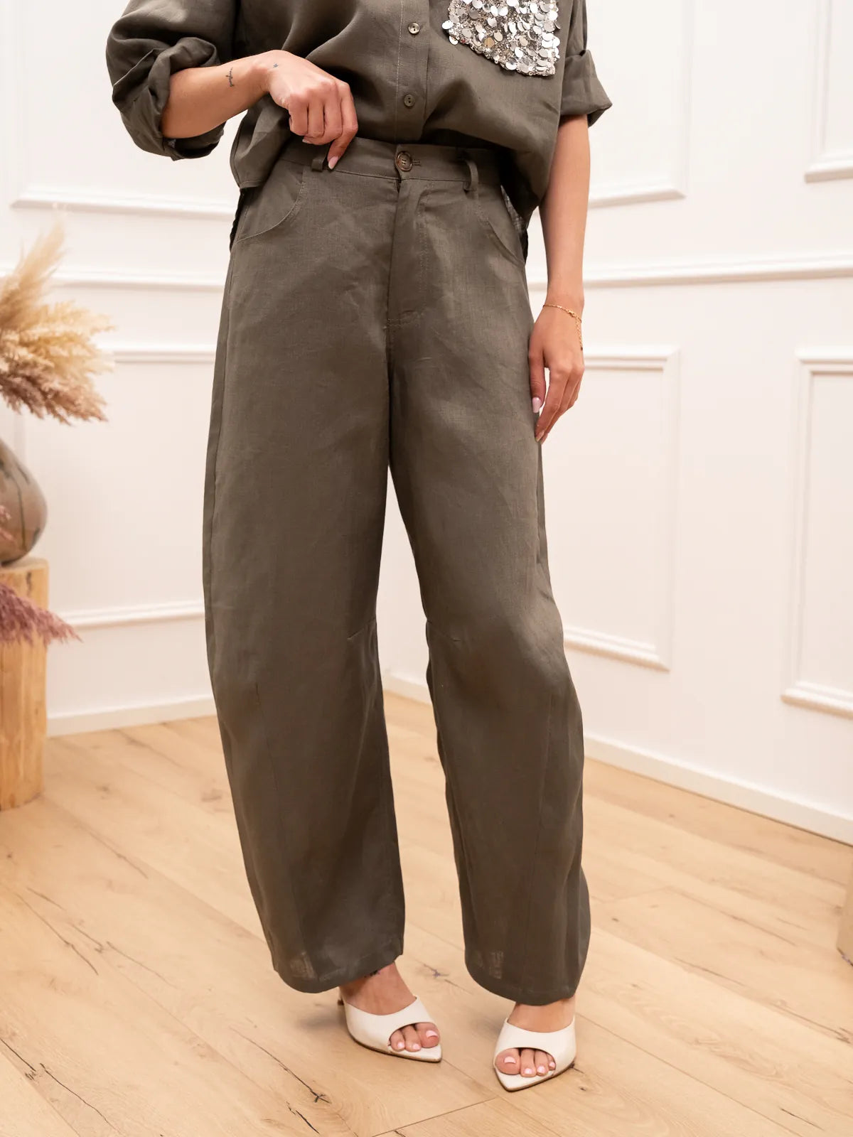 Valentina - Pantalones Dreamer de estilo militar de lino